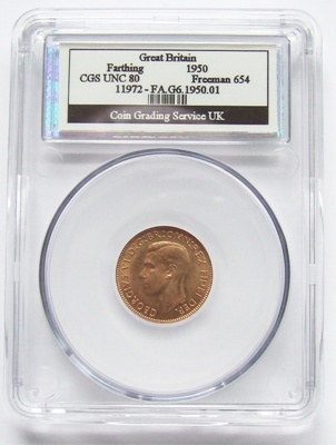 1950 George VI FARTHING - CGS Unc 80 - Click Image to Close