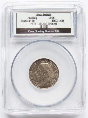 1916 George V Silver SHILLING - CGS EF 70 - Click Image to Close