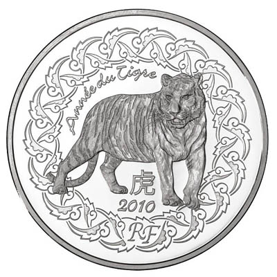 2010 €5 Silver BU - Year of the TIGER - Click Image to Close